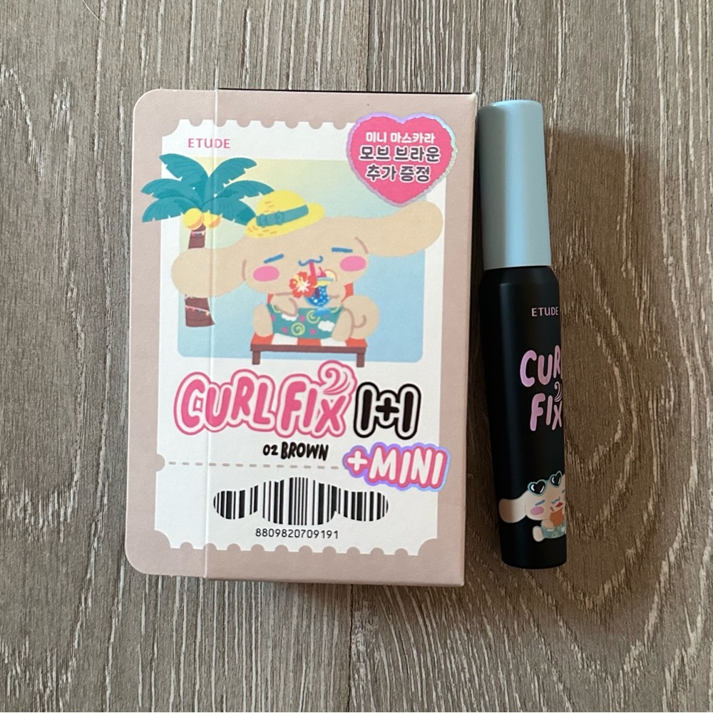 etude x sanrio curl fix waterproof mascara set